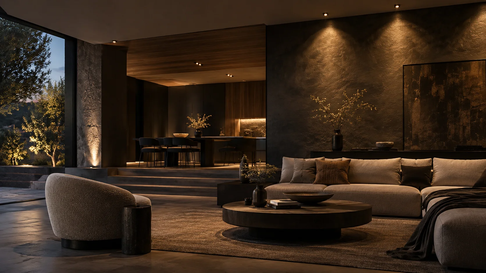 Warm architectural lighting in a contemporary interior